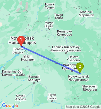 Маршрут из Новосибирска в Новокузнецк