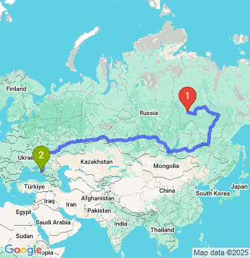 Маршрут из Мирного в Краснодар
