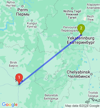 Маршрут из Уфы в Екатеринбург