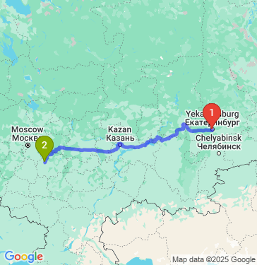 Маршрут из Екатеринбурга в Рязань