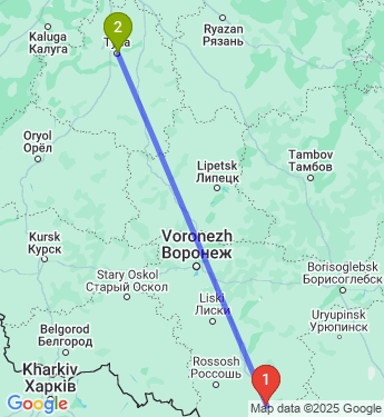 Маршрут из Богучара в Тулу