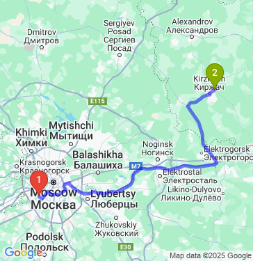 Маршрут из Москвы в Киржача
