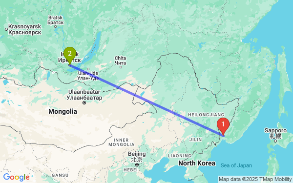Маршрут из Уссурийска в Иркутск