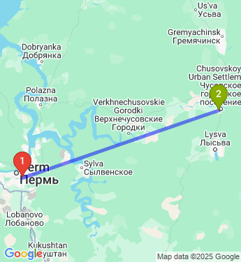Маршрут из Перми в Чусового