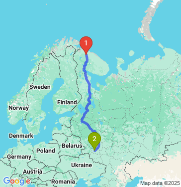 Маршрут из Мурманска в Орла