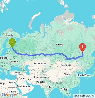 Маршрут из Нерюнгри в Санкт-Петербург