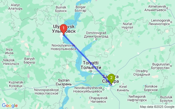 Маршрут из Ульяновска в Самару