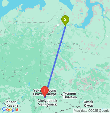 Маршрут из Екатеринбурга в Салехарда