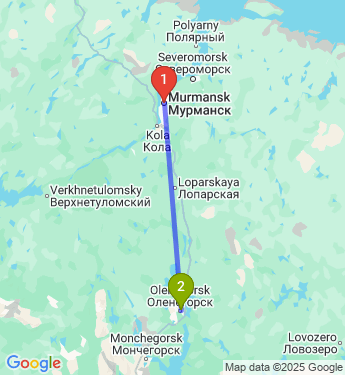 Маршрут из Мурманска в Оленегорск