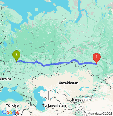 Маршрут из Новосибирска в Москву