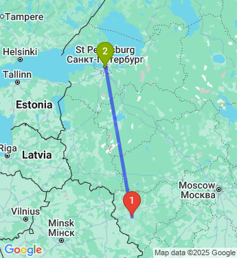Маршрут из Смоленска в Санкт-Петербург