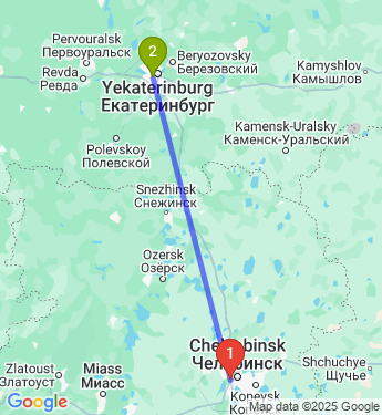 Маршрут из Челябинска в Екатеринбург