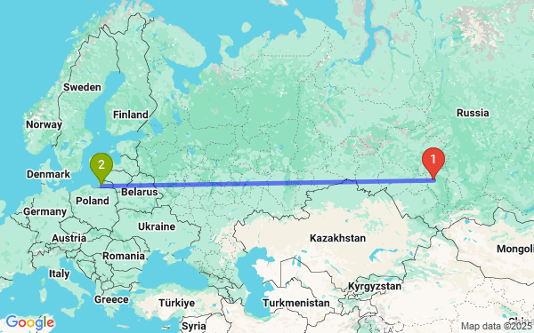 Маршрут из Кемерова в Калининград