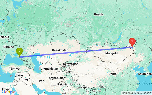 Маршрут из Забайкальска в Краснодар