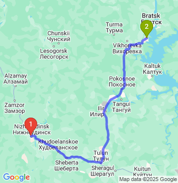 Маршрут из Нижнеудинска в Братск