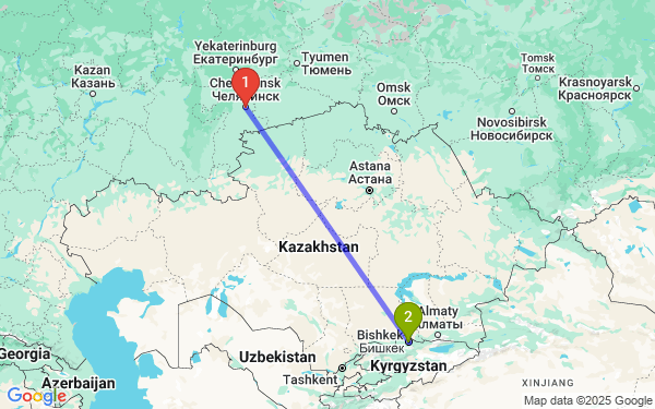 Маршрут из Челябинский городской округ в Бишкек