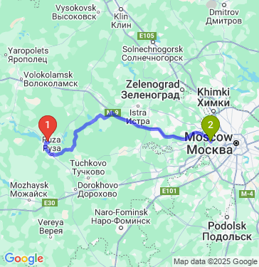 Маршрут из Накипелова в Москву