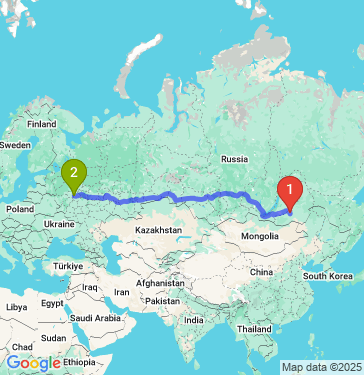 Маршрут из Читы в Москву