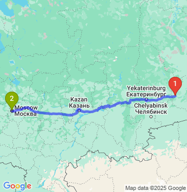 Маршрут из Тюмени в Москву