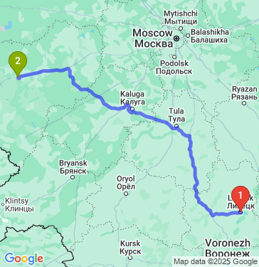 Маршрут из Липецка в Ярцево