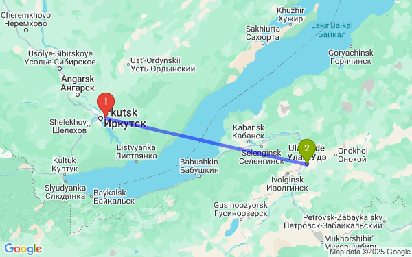 Маршрут из Иркутска в Улан-Удэ