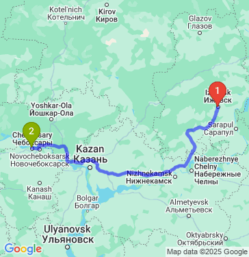 Маршрут из Ижевска в Чебоксары