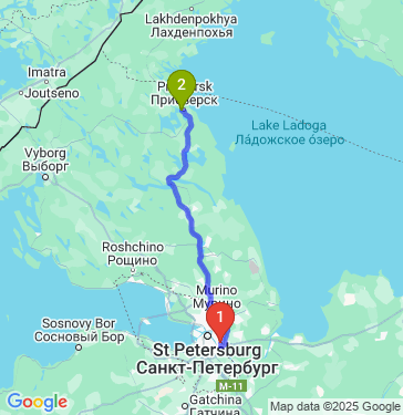 Маршрут из Санкт-Петербурга в Приозёрск