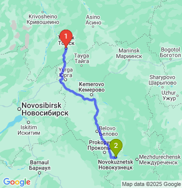 Маршрут из Томска в Новокузнецк