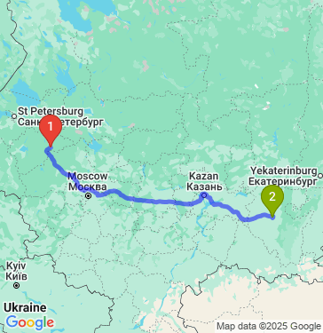 Маршрут из Боровичей в Уфу