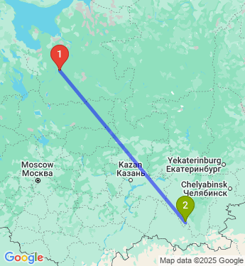 Маршрут из Плесецка в Кумертау