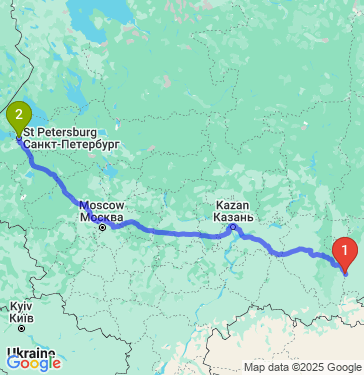 Маршрут из Магнитогорска в Санкт-Петербург