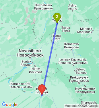 Маршрут из Барнаула в Томск