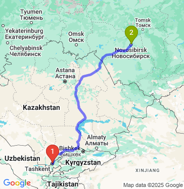Маршрут из Ташкента в Новосибирск