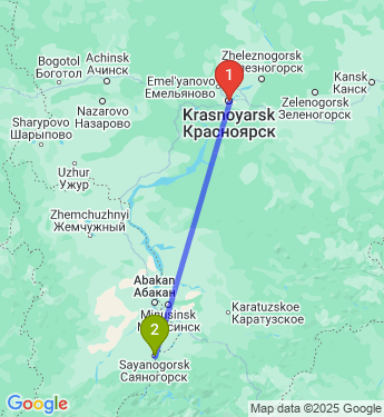 Маршрут из Красноярска в Саяногорска