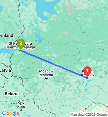 Маршрут из Казани в Санкт-Петербург