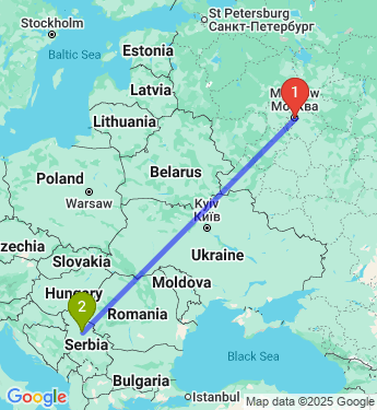 Маршрут из Москвы в Белграда