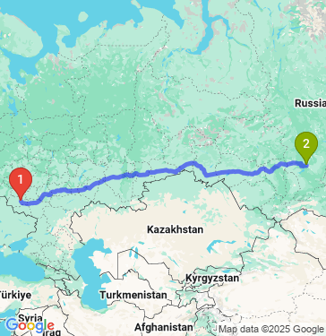 Маршрут из Щигров в Красноярск