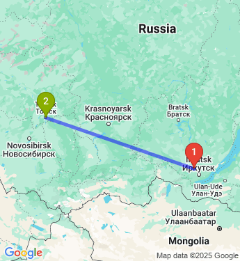 Маршрут из Усолья-Сибирского в Томск
