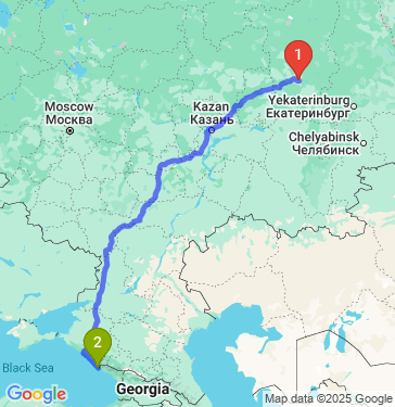 Маршрут из Перми в Сочи