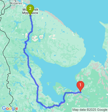 Маршрут из Архангельска в Мурманск