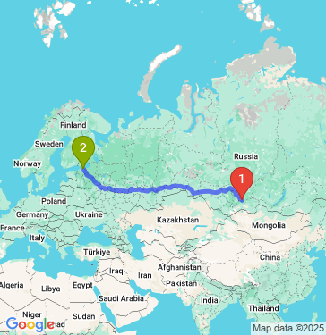 Маршрут из Ермаковского в Санкт-Петербург