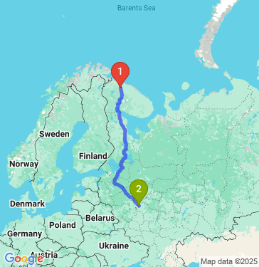 Маршрут из Мурманска в Москву