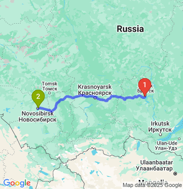 Маршрут из Братска в Новосибирск