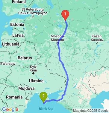 Маршрут из Вологды в Севастополь