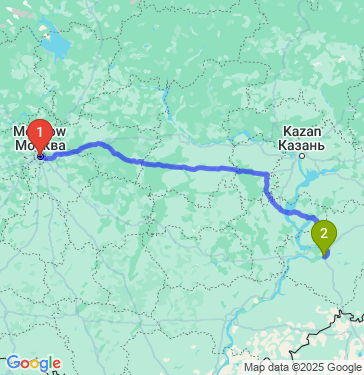 Маршрут из Москвы в Самару