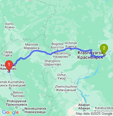 Маршрут из Кемерова в Красноярск