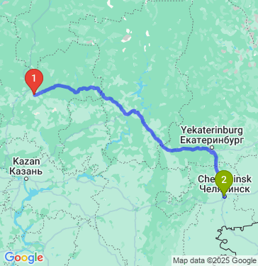Маршрут из Кирова в Челябинск
