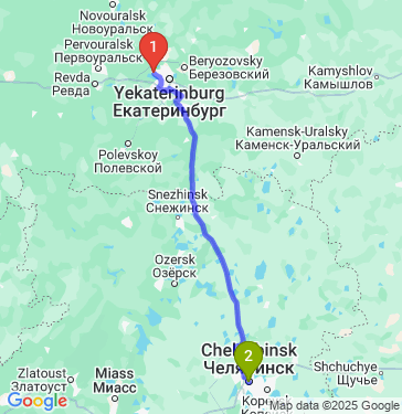 Маршрут из Екатеринбурга в Челябинск