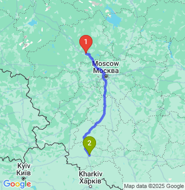 Маршрут из Твери в Курск