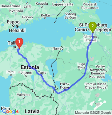 Маршрут из Арукюла в Санкт-Петербург